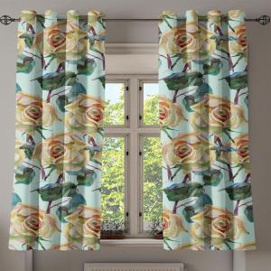Ambesonne Jungle Boho Grommet Curtain, Dreamy Silhouettes of Flowers Vintage Drawn with Lines Neutral Art, Decorative 2-Panel Window Drapes for Bedroom Living Room, 50″ x 63″, Almond Green Sea Green(Avocado Green Jade Green)
