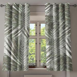 Ambesonne Jungle Boho Grommet Curtain, Dreamy Silhouettes of Flowers Vintage Drawn with Lines Neutral Art, Decorative 2-Panel Window Drapes for Bedroom Living Room, 50″ x 63″, Almond Green Sea Green(Taupe Sage Green)
