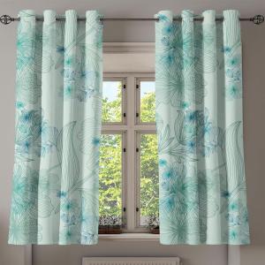 Ambesonne Jungle Boho Grommet Curtain, Dreamy Silhouettes of Flowers Vintage Drawn with Lines Neutral Art, Decorative 2-Panel Window Drapes for Bedroom Living Room, 50″ x 63″, Almond Green Sea Green(Almond Green)