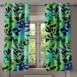 Ambesonne Jungle Boho Grommet Curtain, Dreamy Silhouettes of Flowers Vintage Drawn with Lines Neutral Art, Decorative 2-Panel Window Drapes for Bedroom Living Room, 50″ x 63″, Almond Green Sea Green(Charcoal Grey Lime Green)