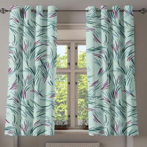 Ambesonne Jungle Boho Grommet Curtain, Dreamy Silhouettes of Flowers Vintage Drawn with Lines Neutral Art, Decorative 2-Panel Window Drapes for Bedroom Living Room, 50″ x 63″, Almond Green Sea Green(Mint Green and Cadet Blue)