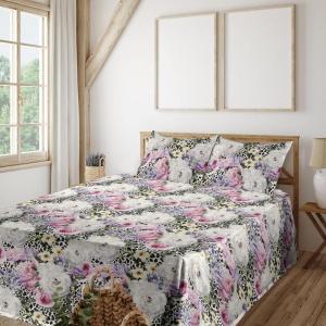 Ambesonne Meadow Vibes Sheet Set, Line Art Neutral Colors Boho Pampas Design on Geometric Back Print, Fitted and Flat Sheet with Pillowcase Bedding Accent 3 Piece Set, Twin, Pale Salmon Off White(Peacock Green Off White)