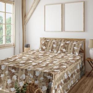 Ambesonne Meadow Vibes Sheet Set, Line Art Neutral Colors Boho Pampas Design on Geometric Back Print, Fitted and Flat Sheet with Pillowcase Bedding Accent 3 Piece Set, Twin, Pale Salmon Off White(White Umber Pale Camel)