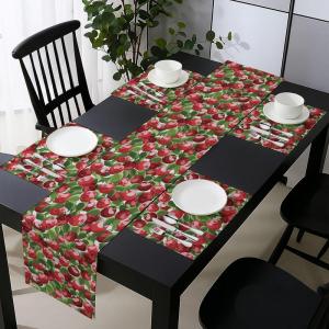 Ambesonne Tartan Table Runner, A Traditional Plaid with Diagonal Lines Rhombuses Scottish Retro Themed Drawing Art, Decoration for Dining Room and Kitchen Home and House Decor, 16″ X 72″, Coral Black(White Green and Red)