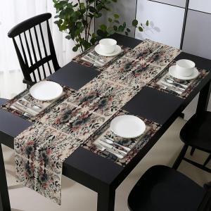 Ambesonne Tartan Table Runner, A Traditional Plaid with Diagonal Lines Rhombuses Scottish Retro Themed Drawing Art, Decoration for Dining Room and Kitchen Home and House Decor, 16″ X 72″, Coral Black(Pale Ruby Reseda Green)