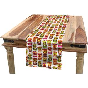 Ambesonne Tartan Table Runner, A Traditional Plaid with Diagonal Lines Rhombuses Scottish Retro Themed Drawing Art, Decoration for Dining Room and Kitchen Home and House Decor, 16″ X 72″, Coral Black(White Brown)