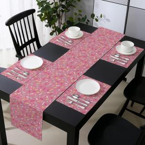 Ambesonne Tartan Table Runner, A Traditional Plaid with Diagonal Lines Rhombuses Scottish Retro Themed Drawing Art, Decoration for Dining Room and Kitchen Home and House Decor, 16″ X 72″, Coral Black(Pink Pale Blue)