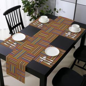 Ambesonne Tartan Table Runner, A Traditional Plaid with Diagonal Lines Rhombuses Scottish Retro Themed Drawing Art, Decoration for Dining Room and Kitchen Home and House Decor, 16″ X 72″, Coral Black(Yellow Multicolor)