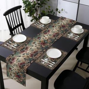Ambesonne Tartan Table Runner, A Traditional Plaid with Diagonal Lines Rhombuses Scottish Retro Themed Drawing Art, Decoration for Dining Room and Kitchen Home and House Decor, 16″ X 72″, Coral Black(Reseda Green Ruby Tan)