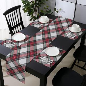 Ambesonne Tartan Table Runner, A Traditional Plaid with Diagonal Lines Rhombuses Scottish Retro Themed Drawing Art, Decoration for Dining Room and Kitchen Home and House Decor, 16″ X 72″, Coral Black(Coral Black)