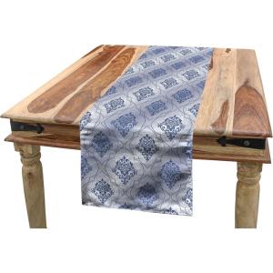 Ambesonne Vintage Rose Table Runner, Repetitive Soft Romantic Tones Floral, Rectangle Scarf for Dining Room Kitchen Table Setting Decor, 14″ X 90″, White Pale Pink Fuchsia(Purpleblue Ceil Blue)
