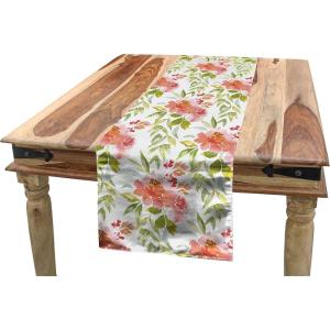 Ambesonne Vintage Rose Table Runner, Repetitive Soft Romantic Tones Floral, Rectangle Scarf for Dining Room Kitchen Table Setting Decor, 14″ X 90″, White Pale Pink Fuchsia(Blush Olive Green White)