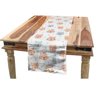 Ambesonne Vintage Rose Table Runner, Repetitive Soft Romantic Tones Floral, Rectangle Scarf for Dining Room Kitchen Table Setting Decor, 14″ X 90″, White Pale Pink Fuchsia(Peach Blue Grey)
