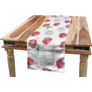 Ambesonne Vintage Rose Table Runner, Repetitive Soft Romantic Tones Floral, Rectangle Scarf for Dining Room Kitchen Table Setting Decor, 14″ X 90″, White Pale Pink Fuchsia(Laurel Green Pastel Pink)