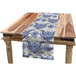 Ambesonne Vintage Rose Table Runner, Repetitive Soft Romantic Tones Floral, Rectangle Scarf for Dining Room Kitchen Table Setting Decor, 14″ X 90″, White Pale Pink Fuchsia(Coconut Dark Ceil Blue)