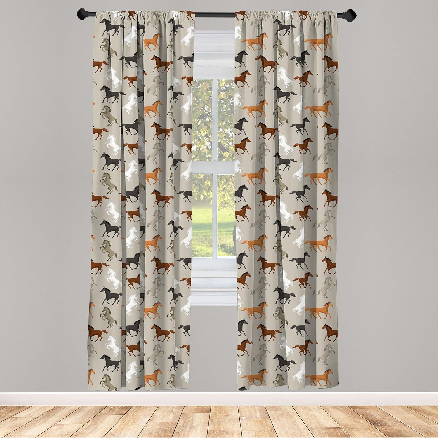 imageAmbesonne Bohemian Curtains Bold and Big Feather Motif on Southwestern Inspired Striped Print Window Treatments 2 Panel Set for Living Room Bedroom Pair of 28quot x 63quot Cadet Blue Beige and BrownTaupe Black