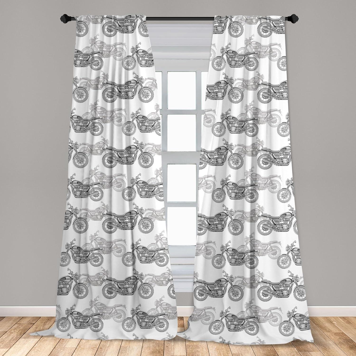 imageAmbesonne Bohemian Curtains Bold and Big Feather Motif on Southwestern Inspired Striped Print Window Treatments 2 Panel Set for Living Room Bedroom Pair of 28quot x 63quot Cadet Blue Beige and BrownWhite and Grey
