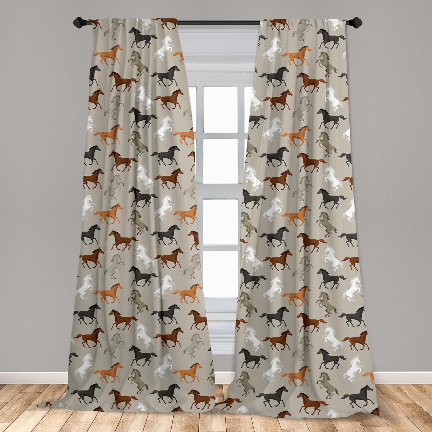 imageAmbesonne Bohemian Curtains Bold and Big Feather Motif on Southwestern Inspired Striped Print Window Treatments 2 Panel Set for Living Room Bedroom Pair of 28quot x 63quot Cadet Blue Beige and BrownTaupe Black