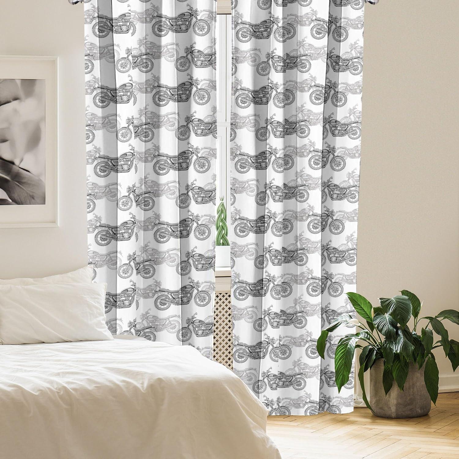 imageAmbesonne Bohemian Curtains Bold and Big Feather Motif on Southwestern Inspired Striped Print Window Treatments 2 Panel Set for Living Room Bedroom Pair of 28quot x 63quot Cadet Blue Beige and BrownWhite and Grey