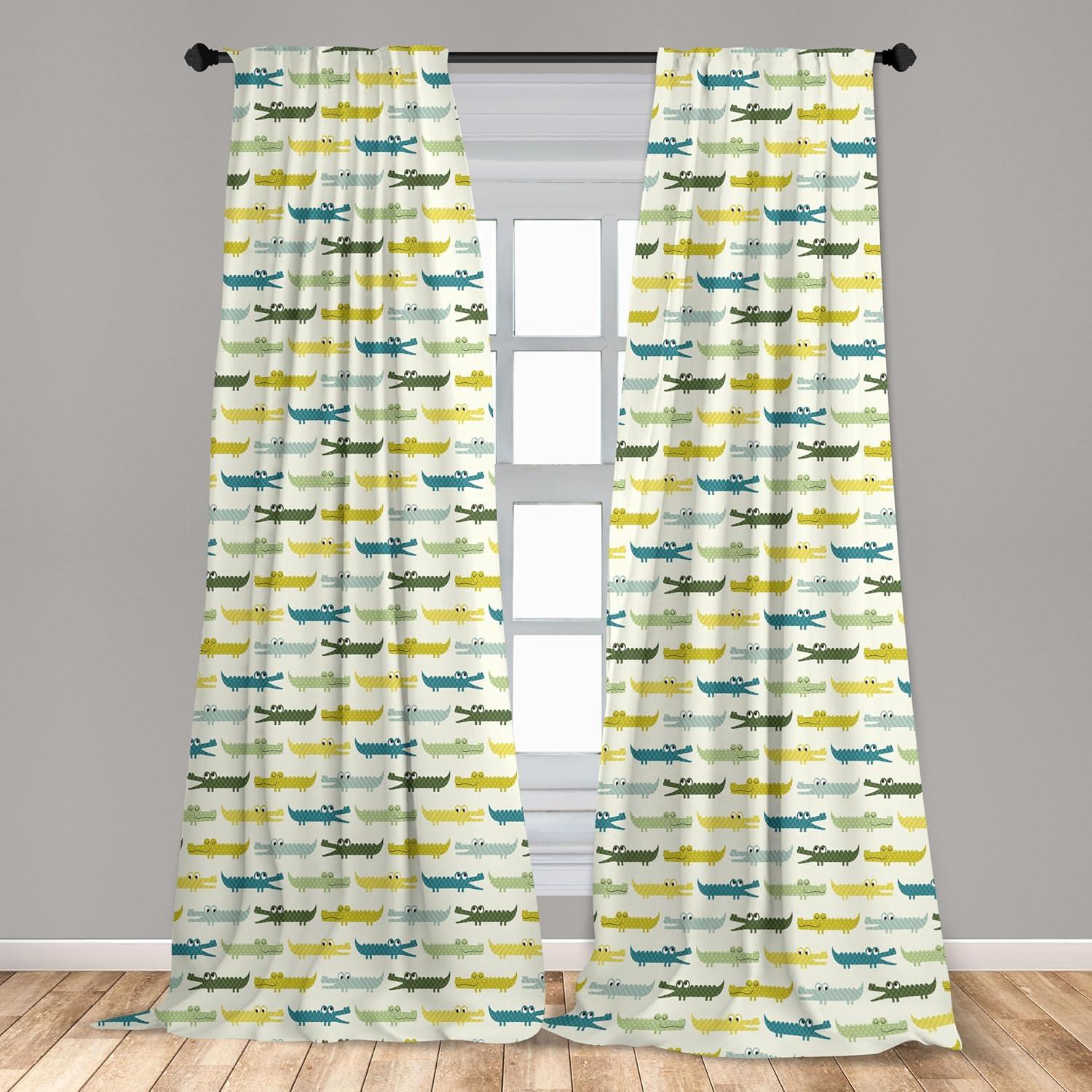 imageAmbesonne Bohemian Curtains Bold and Big Feather Motif on Southwestern Inspired Striped Print Window Treatments 2 Panel Set for Living Room Bedroom Pair of 28quot x 63quot Cadet Blue Beige and BrownGreen and Yellow