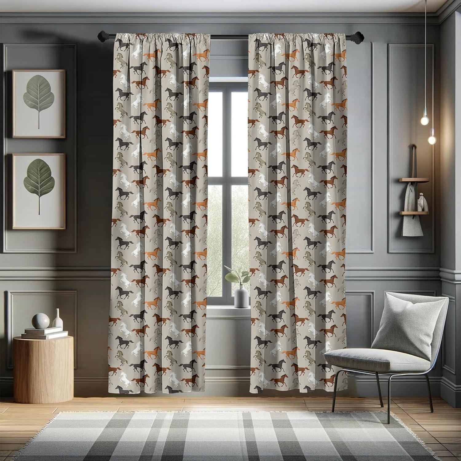 imageAmbesonne Bohemian Curtains Bold and Big Feather Motif on Southwestern Inspired Striped Print Window Treatments 2 Panel Set for Living Room Bedroom Pair of 28quot x 63quot Cadet Blue Beige and BrownTaupe Black