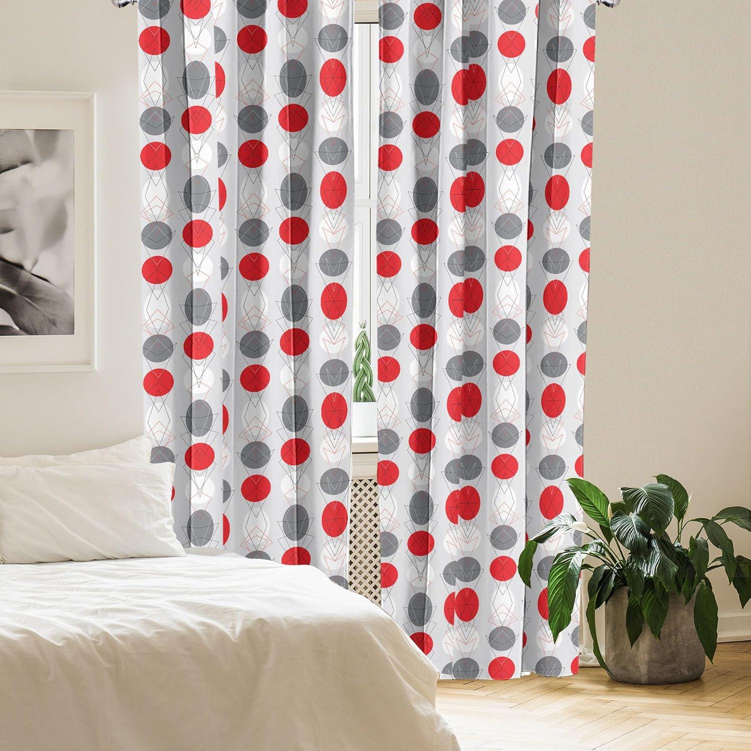 imageAmbesonne Bohemian Curtains Bold and Big Feather Motif on Southwestern Inspired Striped Print Window Treatments 2 Panel Set for Living Room Bedroom Pair of 28quot x 63quot Cadet Blue Beige and BrownGrey Red