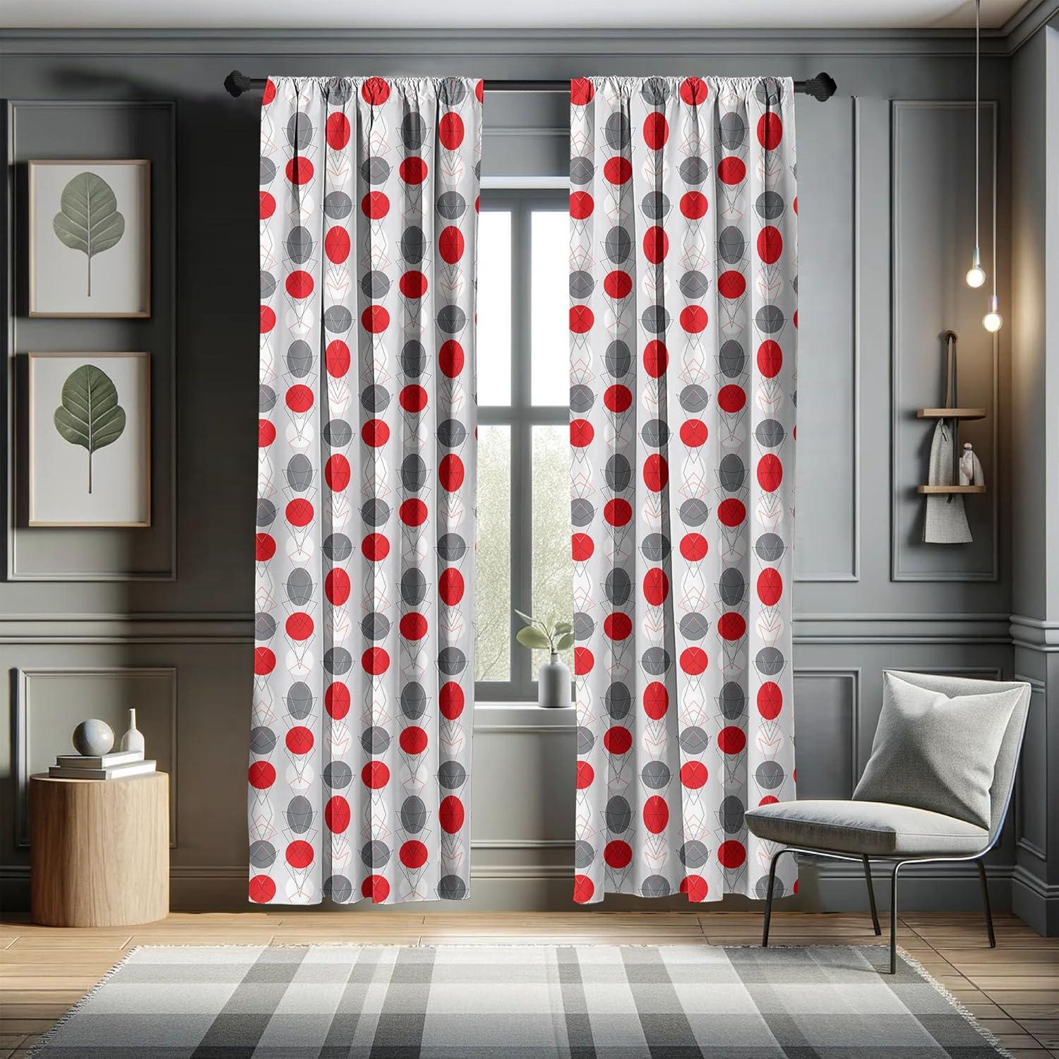 imageAmbesonne Bohemian Curtains Bold and Big Feather Motif on Southwestern Inspired Striped Print Window Treatments 2 Panel Set for Living Room Bedroom Pair of 28quot x 63quot Cadet Blue Beige and BrownGrey Red