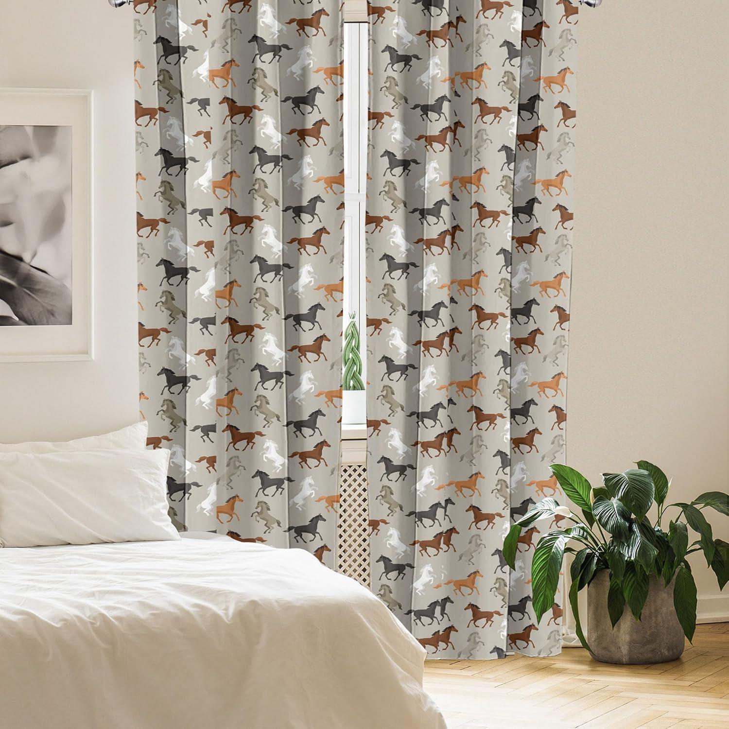 imageAmbesonne Bohemian Curtains Bold and Big Feather Motif on Southwestern Inspired Striped Print Window Treatments 2 Panel Set for Living Room Bedroom Pair of 28quot x 63quot Cadet Blue Beige and BrownTaupe Black