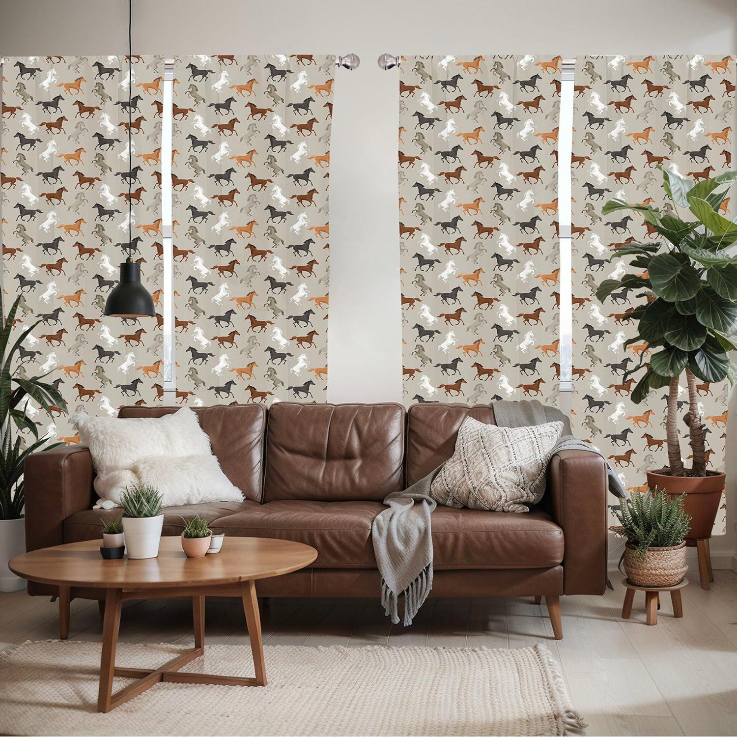 imageAmbesonne Bohemian Curtains Bold and Big Feather Motif on Southwestern Inspired Striped Print Window Treatments 2 Panel Set for Living Room Bedroom Pair of 28quot x 63quot Cadet Blue Beige and BrownTaupe Black