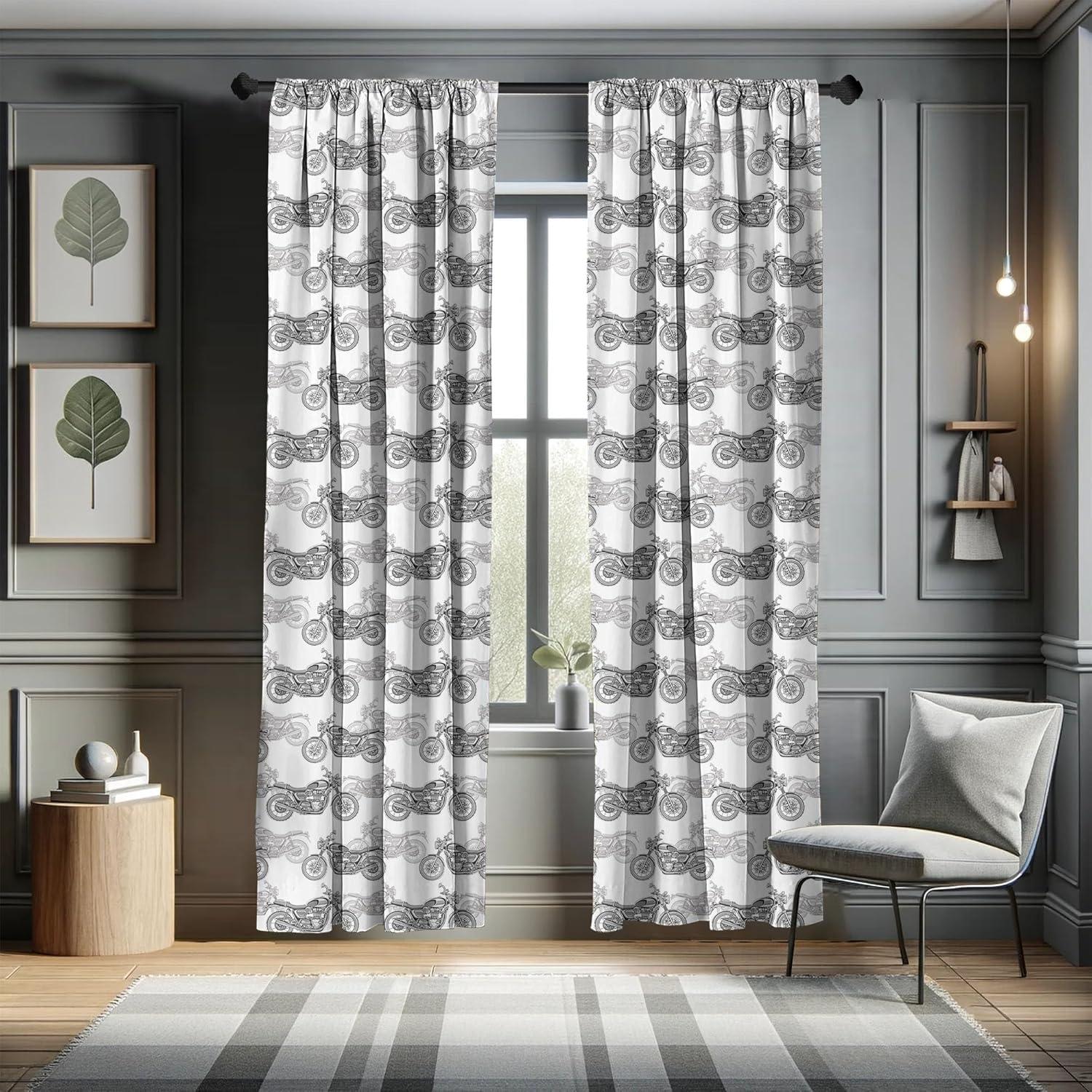 imageAmbesonne Bohemian Curtains Bold and Big Feather Motif on Southwestern Inspired Striped Print Window Treatments 2 Panel Set for Living Room Bedroom Pair of 28quot x 63quot Cadet Blue Beige and BrownWhite and Grey