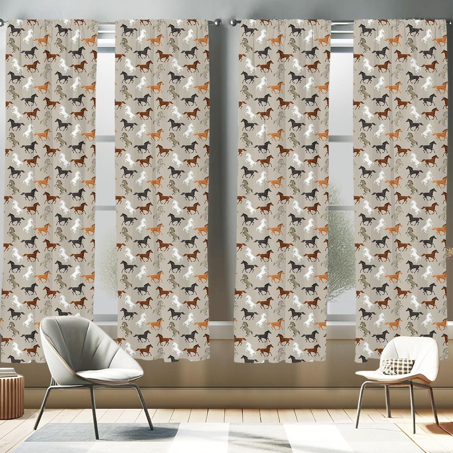 imageAmbesonne Bohemian Curtains Bold and Big Feather Motif on Southwestern Inspired Striped Print Window Treatments 2 Panel Set for Living Room Bedroom Pair of 28quot x 63quot Cadet Blue Beige and BrownTaupe Black