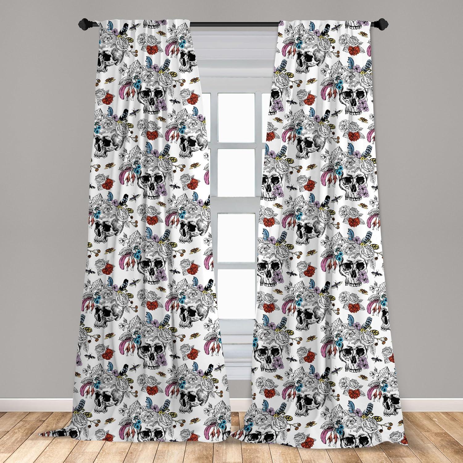 imageAmbesonne Bohemian Curtains Hexagons Floral Botany Art in Cold Colors Ocean and Nature Tones Window Treatments 2 Panel Set for Living Room Bedroom Pair of 28quot x 95quot Teal Green and Sea BlueBlack Red