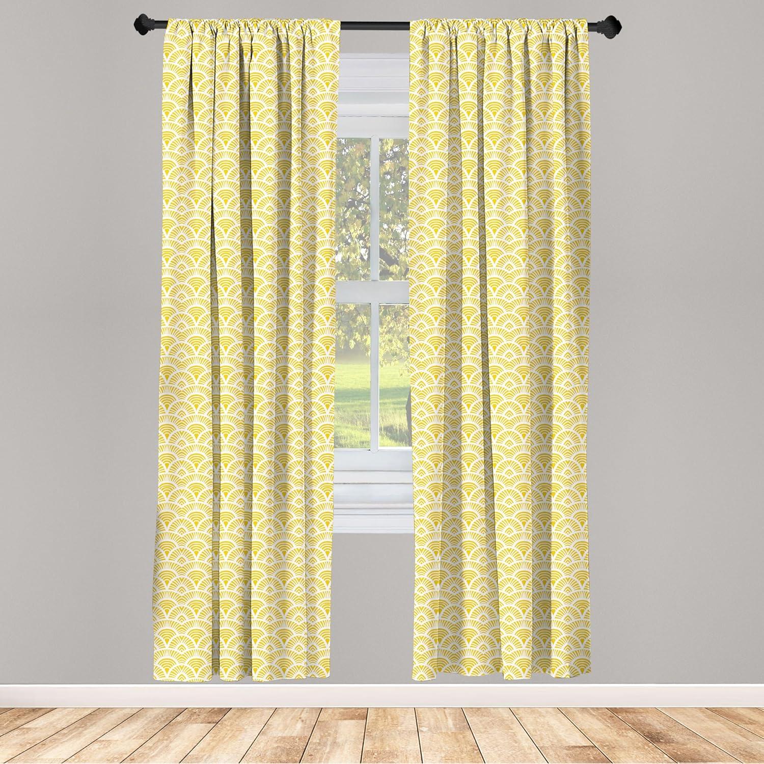 imageAmbesonne Bohemian Curtains Hexagons Floral Botany Art in Cold Colors Ocean and Nature Tones Window Treatments 2 Panel Set for Living Room Bedroom Pair of 28quot x 95quot Teal Green and Sea BlueWhite and Yellow