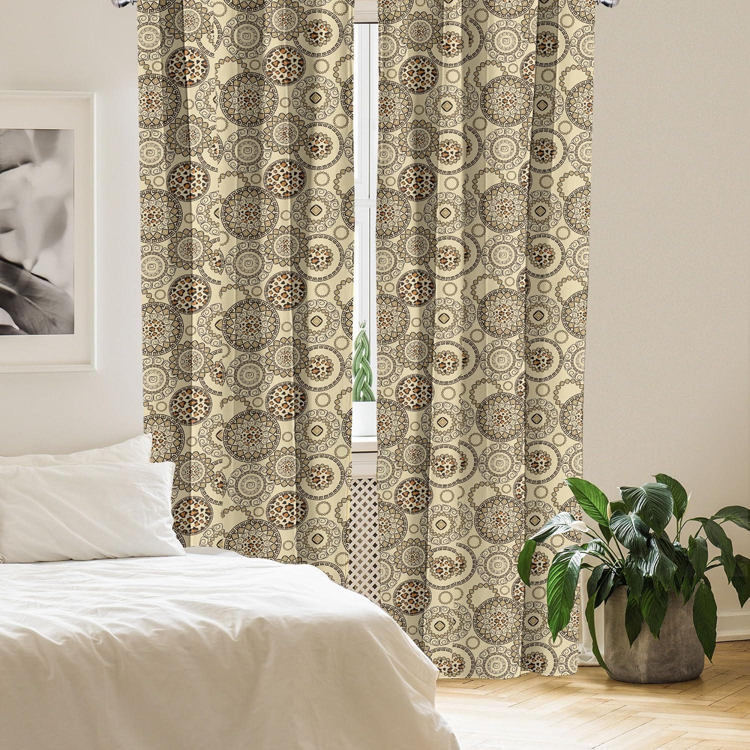 imageAmbesonne Bohemian Curtains Hexagons Floral Botany Art in Cold Colors Ocean and Nature Tones Window Treatments 2 Panel Set for Living Room Bedroom Pair of 28quot x 95quot Teal Green and Sea BlueBeige Brown