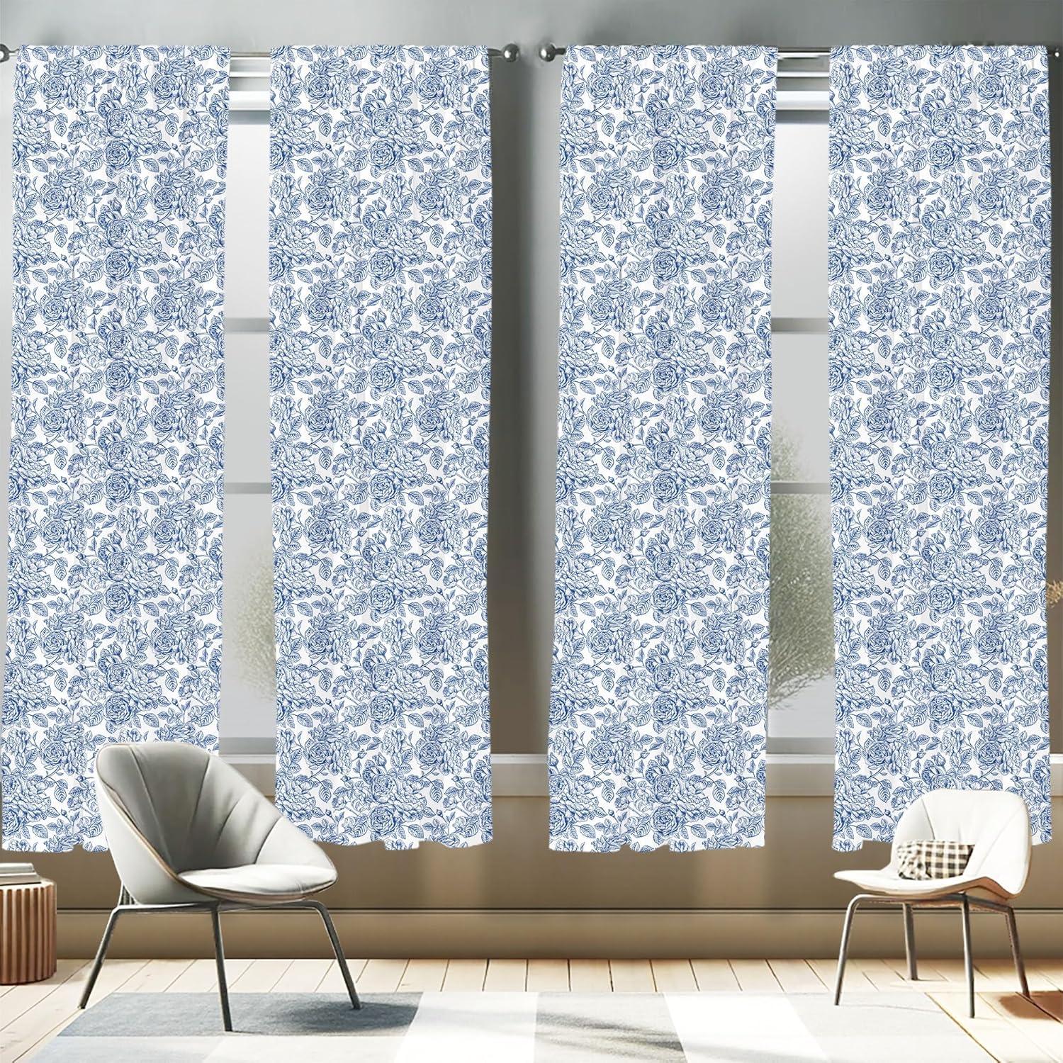 imageAmbesonne Bohemian Curtains Hexagons Floral Botany Art in Cold Colors Ocean and Nature Tones Window Treatments 2 Panel Set for Living Room Bedroom Pair of 28quot x 95quot Teal Green and Sea BluePale Blue