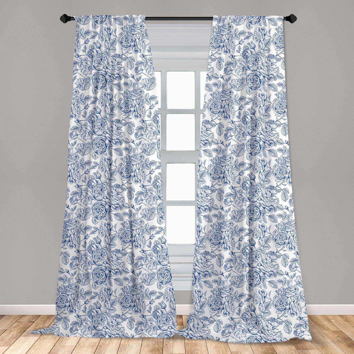 imageAmbesonne Bohemian Curtains Hexagons Floral Botany Art in Cold Colors Ocean and Nature Tones Window Treatments 2 Panel Set for Living Room Bedroom Pair of 28quot x 95quot Teal Green and Sea BluePale Blue