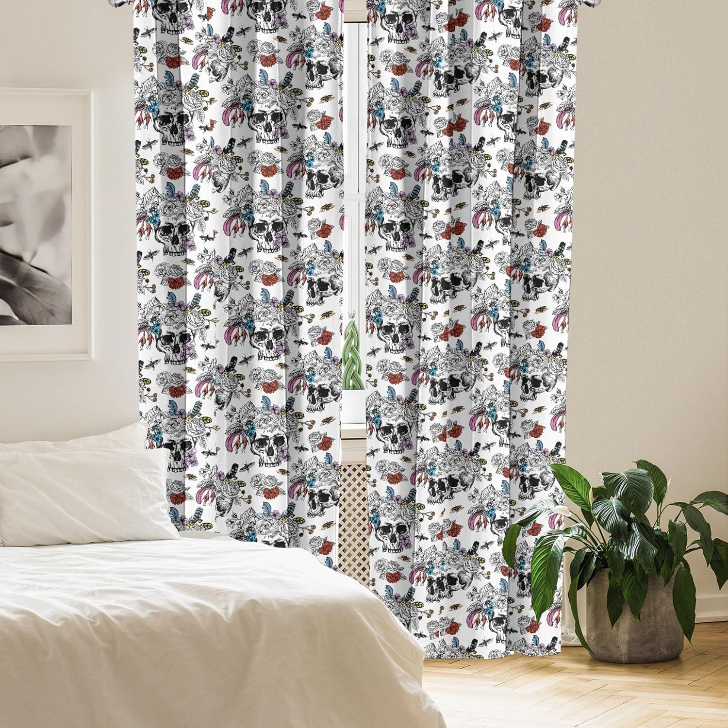 imageAmbesonne Bohemian Curtains Hexagons Floral Botany Art in Cold Colors Ocean and Nature Tones Window Treatments 2 Panel Set for Living Room Bedroom Pair of 28quot x 95quot Teal Green and Sea BlueBlack Red
