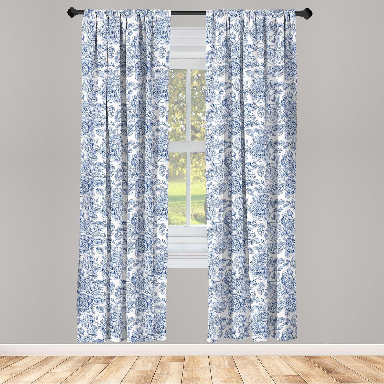 imageAmbesonne Bohemian Curtains Hexagons Floral Botany Art in Cold Colors Ocean and Nature Tones Window Treatments 2 Panel Set for Living Room Bedroom Pair of 28quot x 95quot Teal Green and Sea BluePale Blue
