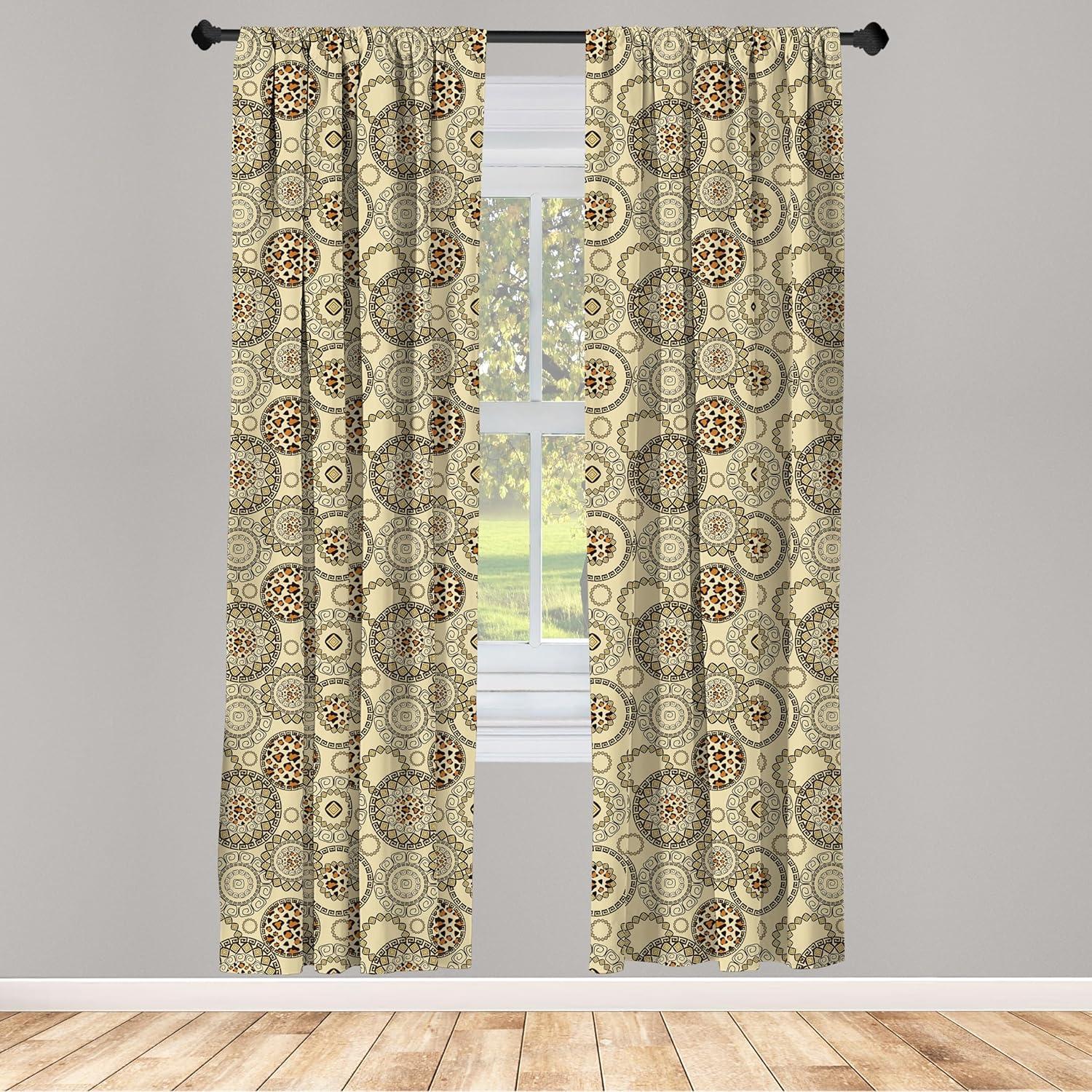 imageAmbesonne Bohemian Curtains Hexagons Floral Botany Art in Cold Colors Ocean and Nature Tones Window Treatments 2 Panel Set for Living Room Bedroom Pair of 28quot x 95quot Teal Green and Sea BlueBeige Brown
