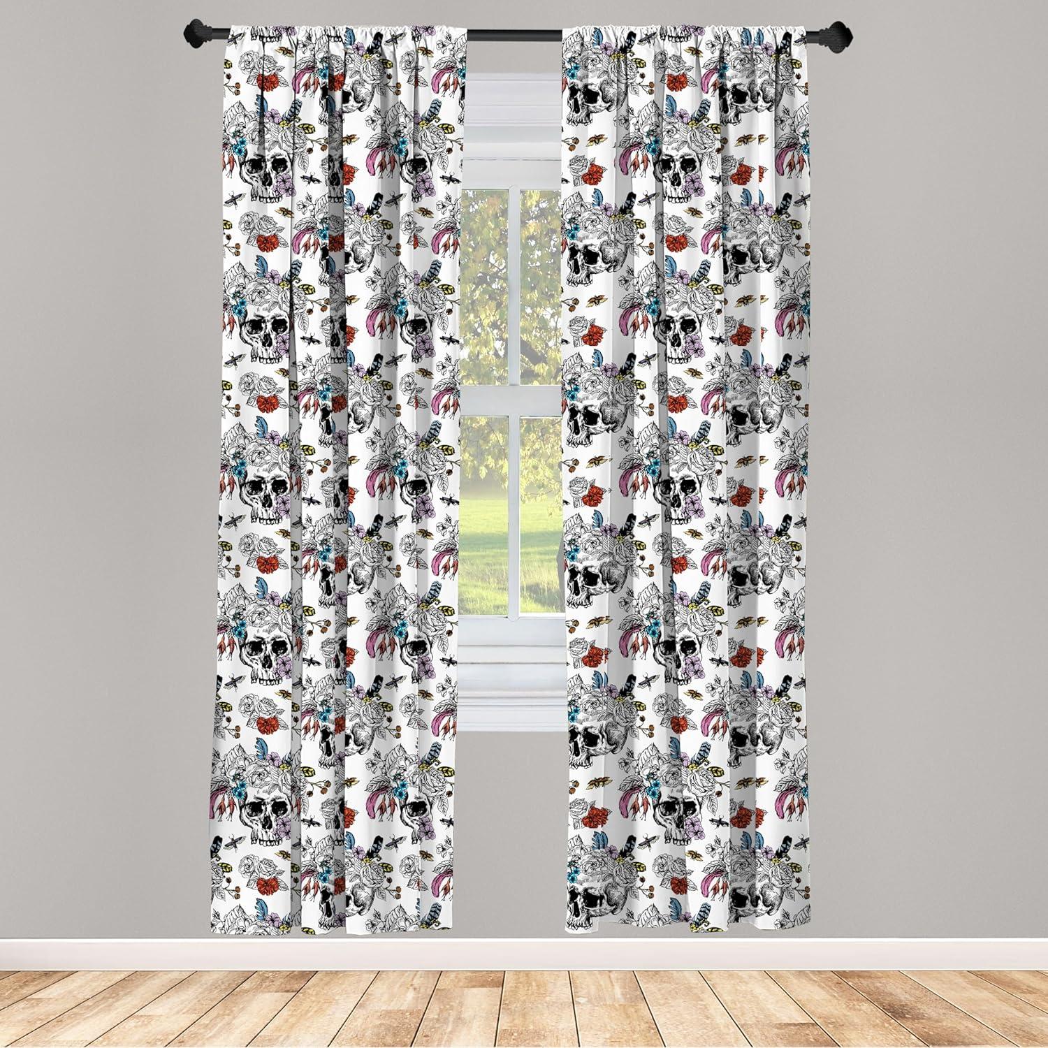 imageAmbesonne Bohemian Curtains Hexagons Floral Botany Art in Cold Colors Ocean and Nature Tones Window Treatments 2 Panel Set for Living Room Bedroom Pair of 28quot x 95quot Teal Green and Sea BlueBlack Red