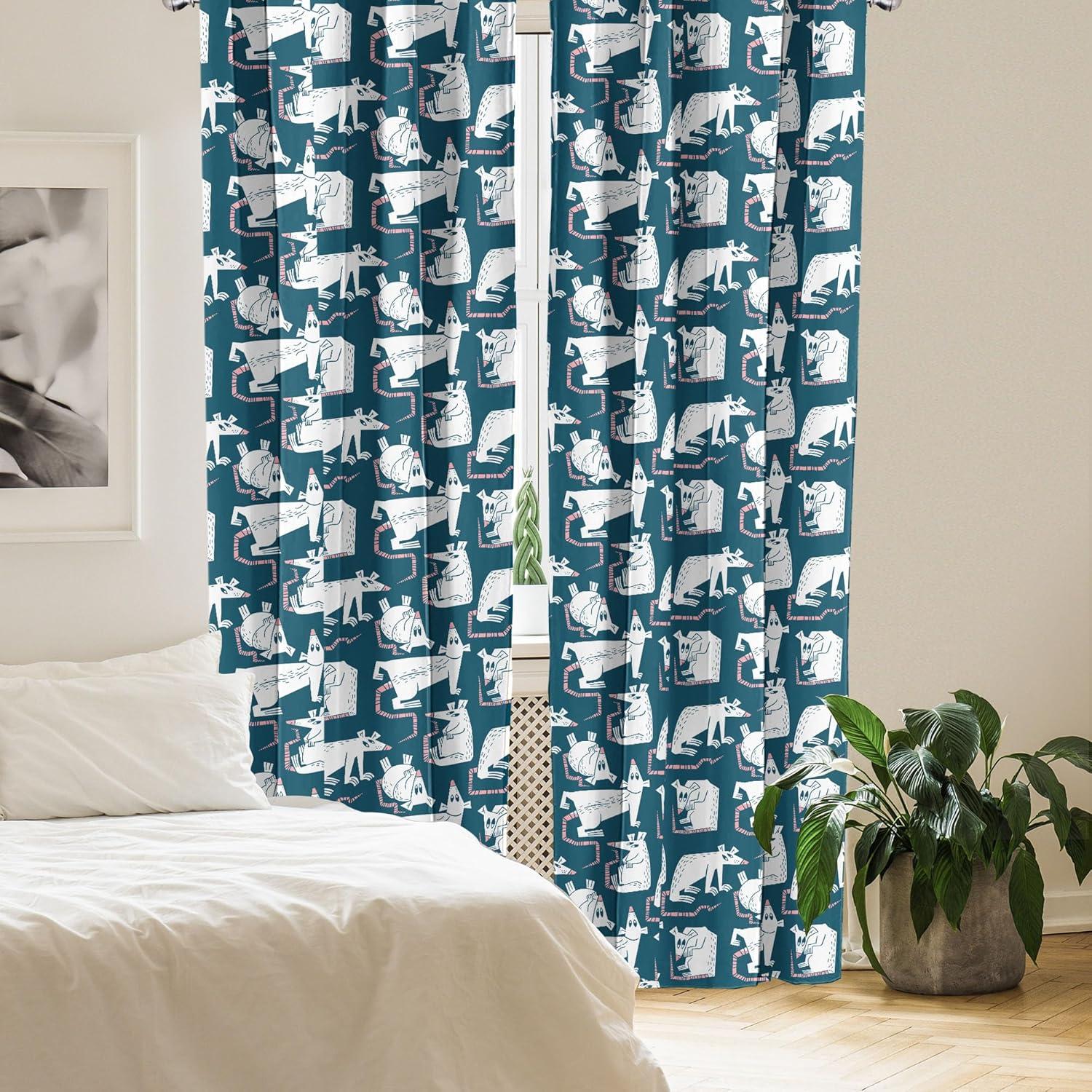 imageAmbesonne Botanical Curtains Minimal Watercolor Leaves on Minimal Geometric Shapes in Cold Colors Window Treatments 2 Panel Set for Living Room Bedroom Pair of 28quot x 63quot Grey Teal Slate BlueTeal Pink
