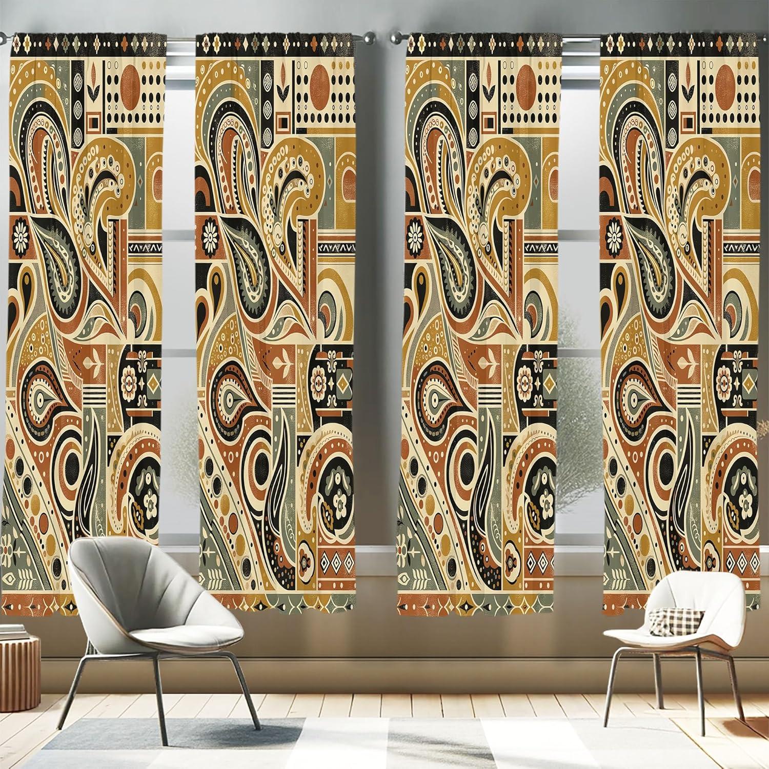 imageAmbesonne Botanical Curtains Vintage Floral Pattern with Detailed Exotic Leaves from Different Trees Window Treatments 2 Panel Set for Living Room Bedroom Pair of 28quot x 84quot Green and IvoryKhaki Pale Rust Amber