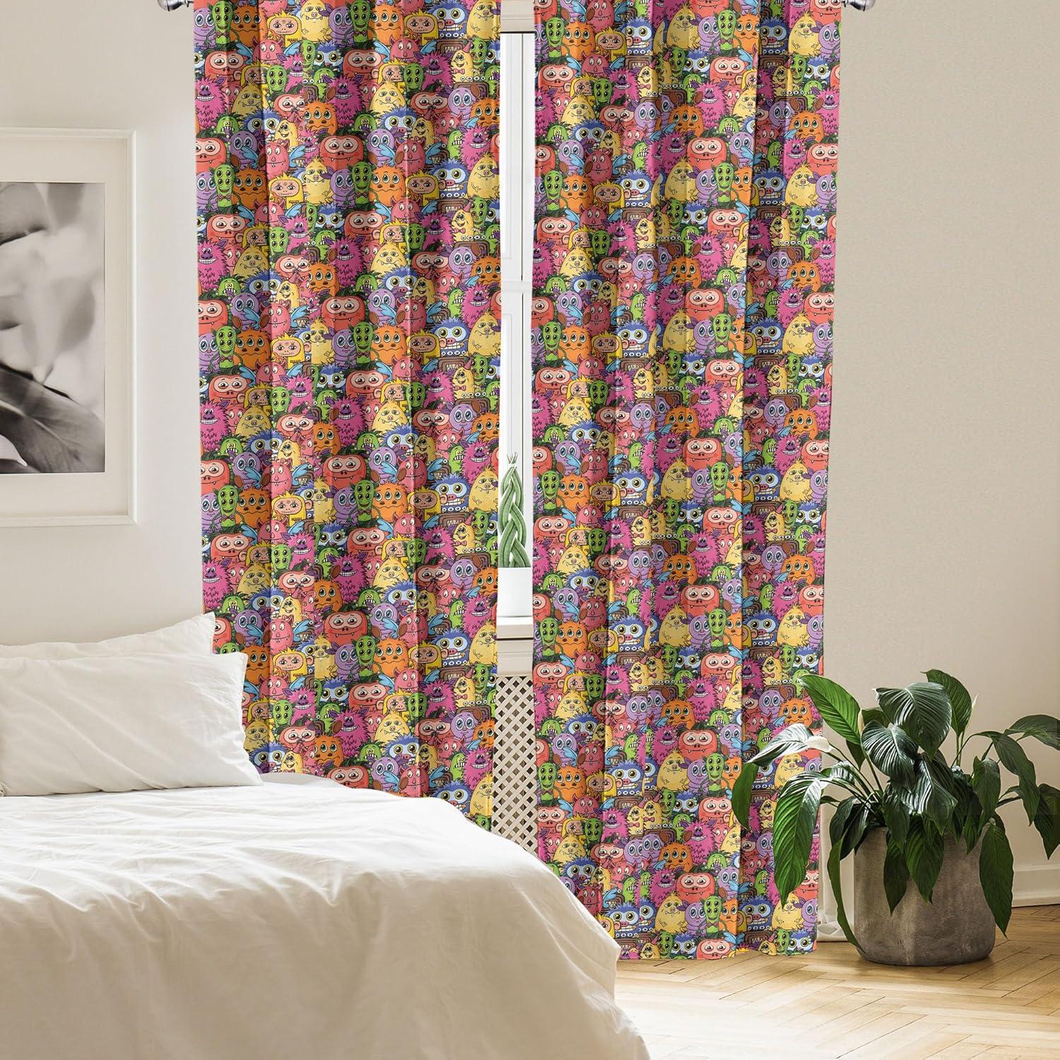 imageAmbesonne Botanical Curtains Vintage Floral Pattern with Detailed Exotic Leaves from Different Trees Window Treatments 2 Panel Set for Living Room Bedroom Pair of 28quot x 84quot Green and IvoryMagenta
