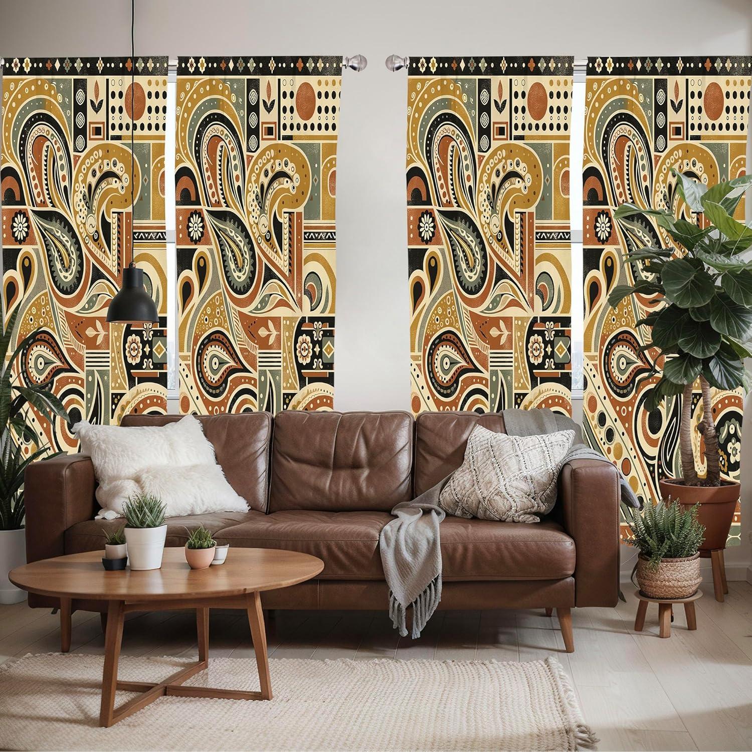 imageAmbesonne Botanical Curtains Vintage Floral Pattern with Detailed Exotic Leaves from Different Trees Window Treatments 2 Panel Set for Living Room Bedroom Pair of 28quot x 84quot Green and IvoryKhaki Pale Rust Amber