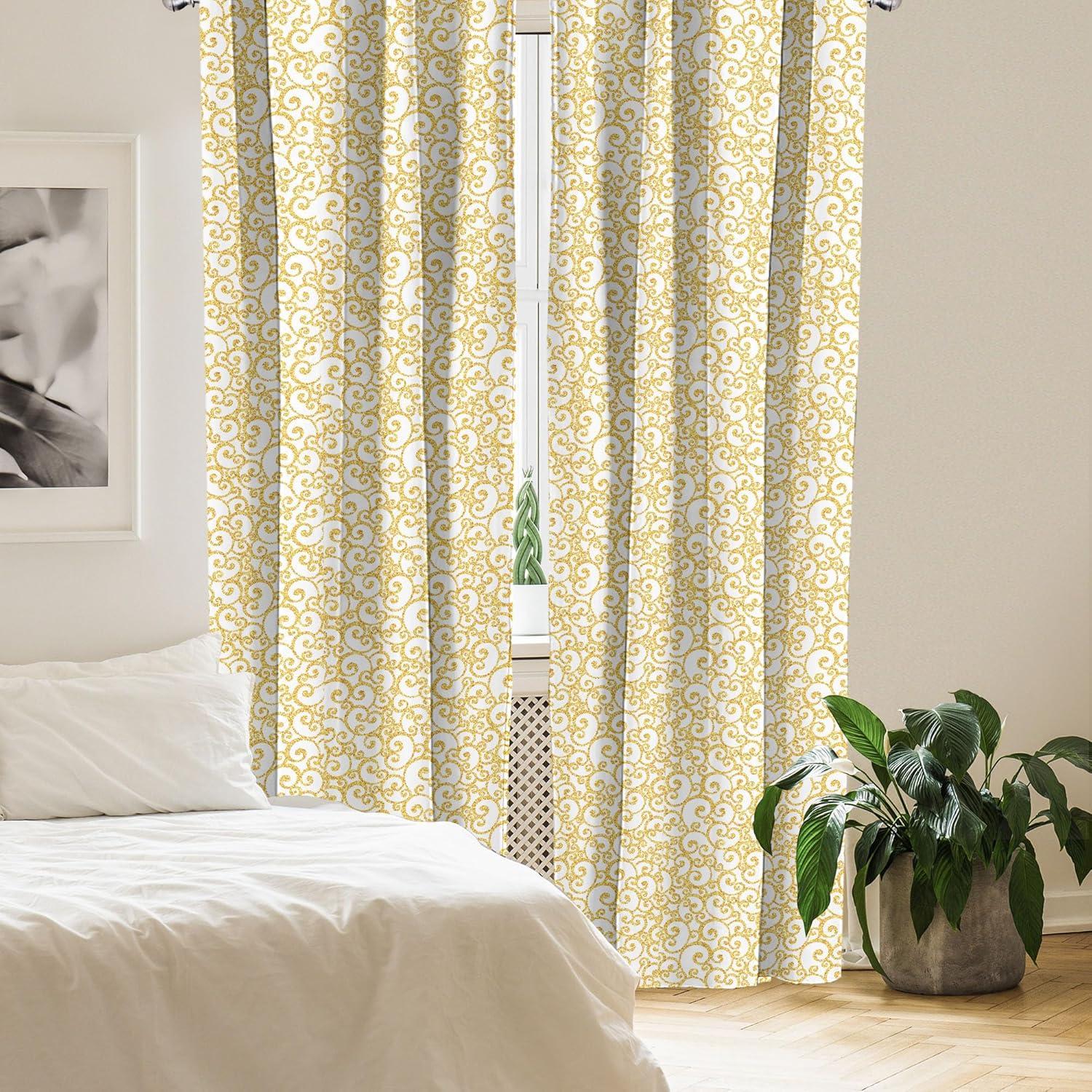 imageAmbesonne Botanical Curtains Vintage Floral Pattern with Detailed Exotic Leaves from Different Trees Window Treatments 2 Panel Set for Living Room Bedroom Pair of 28quot x 84quot Green and IvoryWhite Yellow