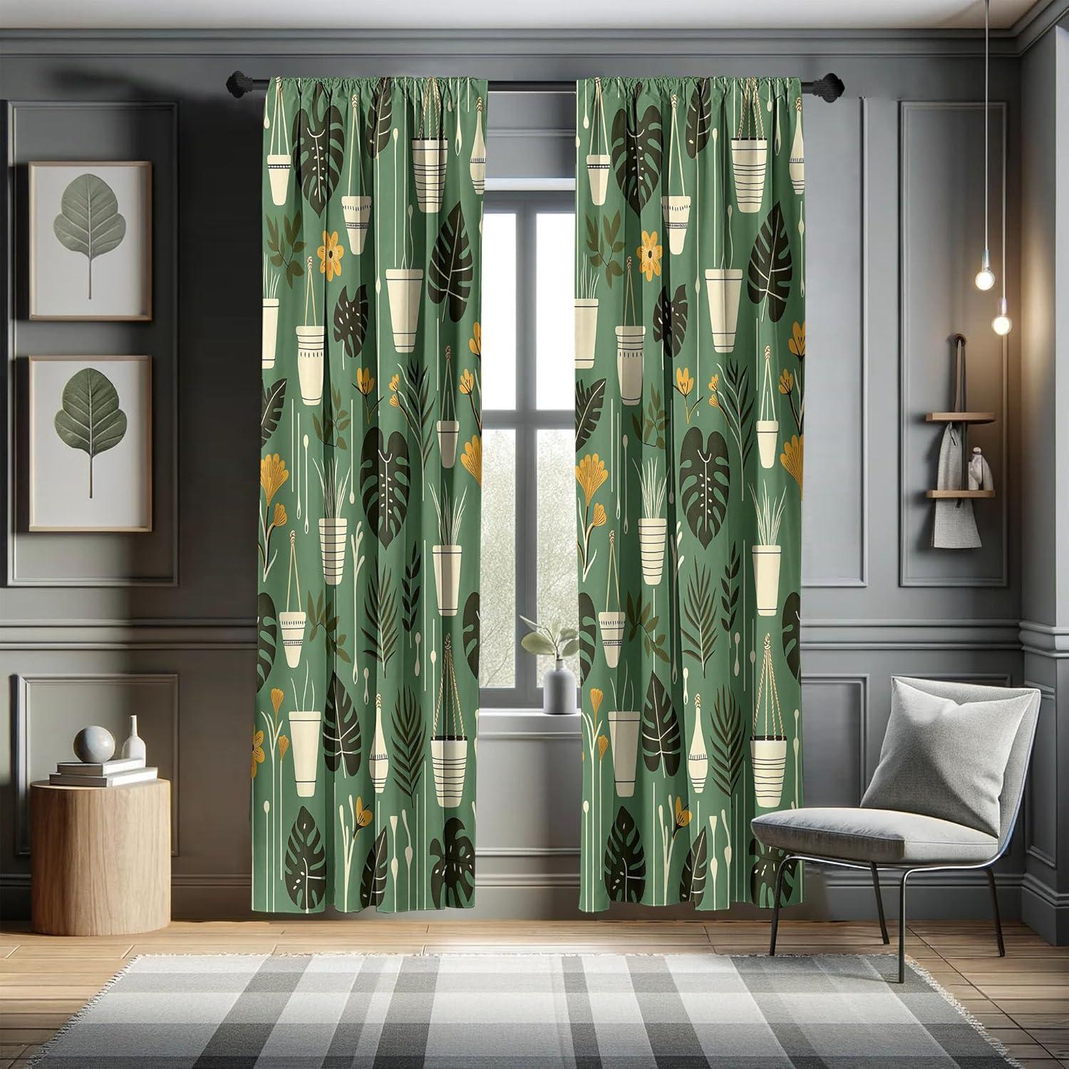 imageAmbesonne Botanical Curtains Vintage Floral Pattern with Detailed Exotic Leaves from Different Trees Window Treatments 2 Panel Set for Living Room Bedroom Pair of 28quot x 84quot Green and IvoryFern Green Apricot Beige