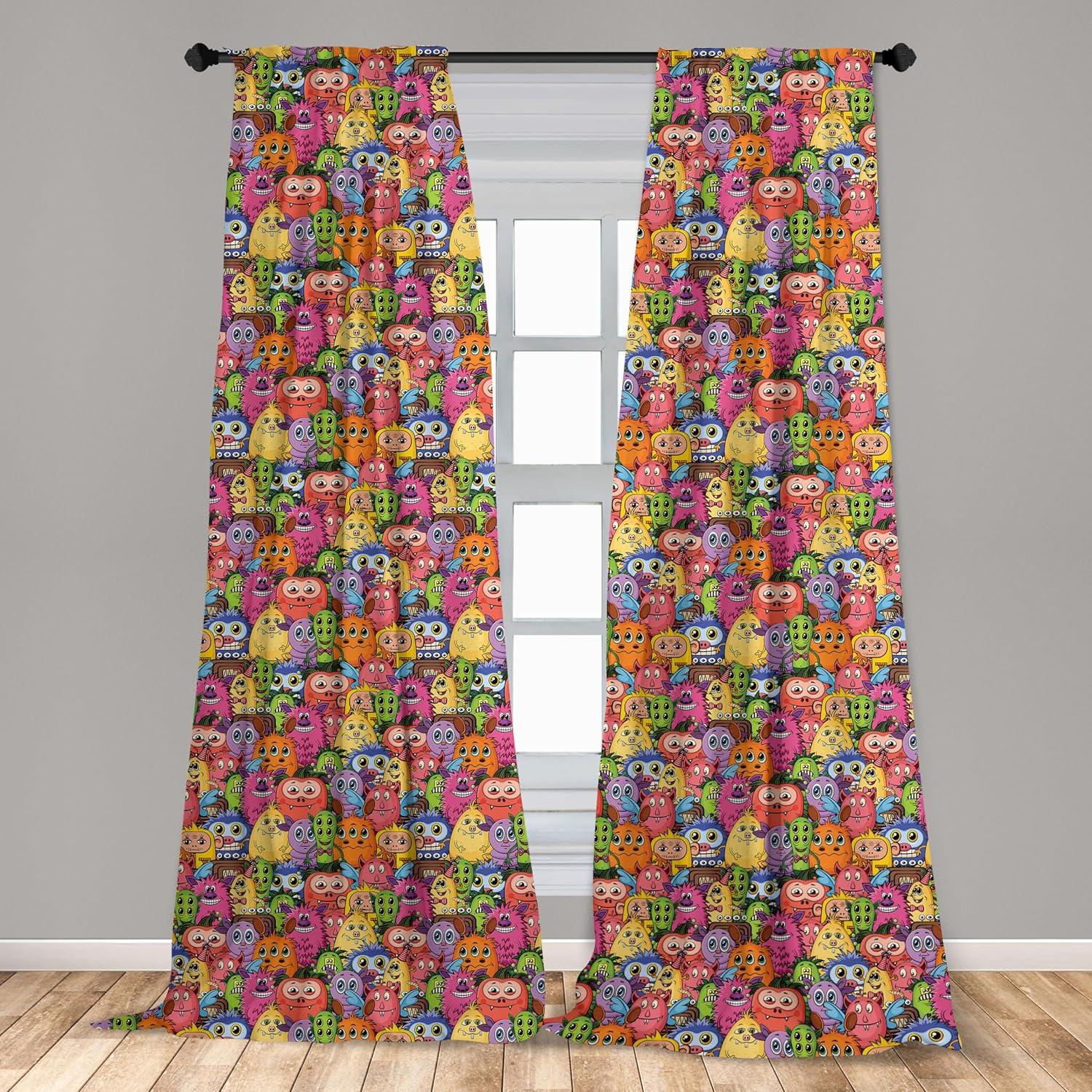imageAmbesonne Botanical Curtains Vintage Floral Pattern with Detailed Exotic Leaves from Different Trees Window Treatments 2 Panel Set for Living Room Bedroom Pair of 28quot x 84quot Green and IvoryMagenta