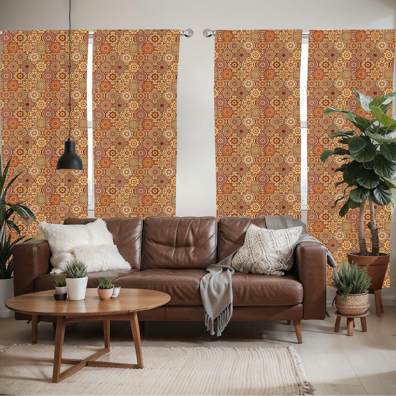 imageAmbesonne Botanical Curtains Vintage Floral Pattern with Detailed Exotic Leaves from Different Trees Window Treatments 2 Panel Set for Living Room Bedroom Pair of 28quot x 84quot Green and IvoryOrange Yellow