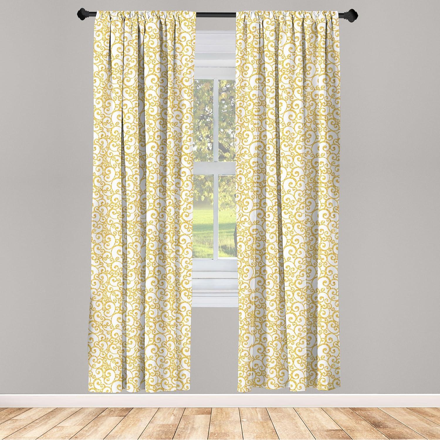 imageAmbesonne Botanical Curtains Vintage Floral Pattern with Detailed Exotic Leaves from Different Trees Window Treatments 2 Panel Set for Living Room Bedroom Pair of 28quot x 84quot Green and IvoryWhite Yellow