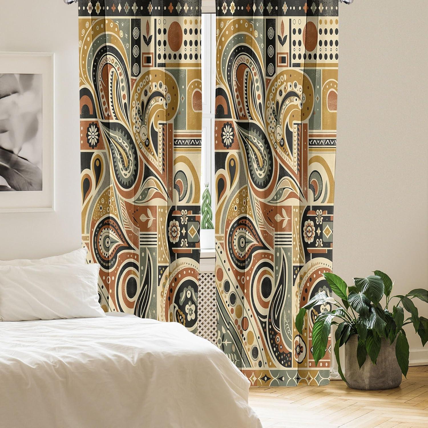 imageAmbesonne Botanical Curtains Vintage Floral Pattern with Detailed Exotic Leaves from Different Trees Window Treatments 2 Panel Set for Living Room Bedroom Pair of 28quot x 84quot Green and IvoryKhaki Pale Rust Amber